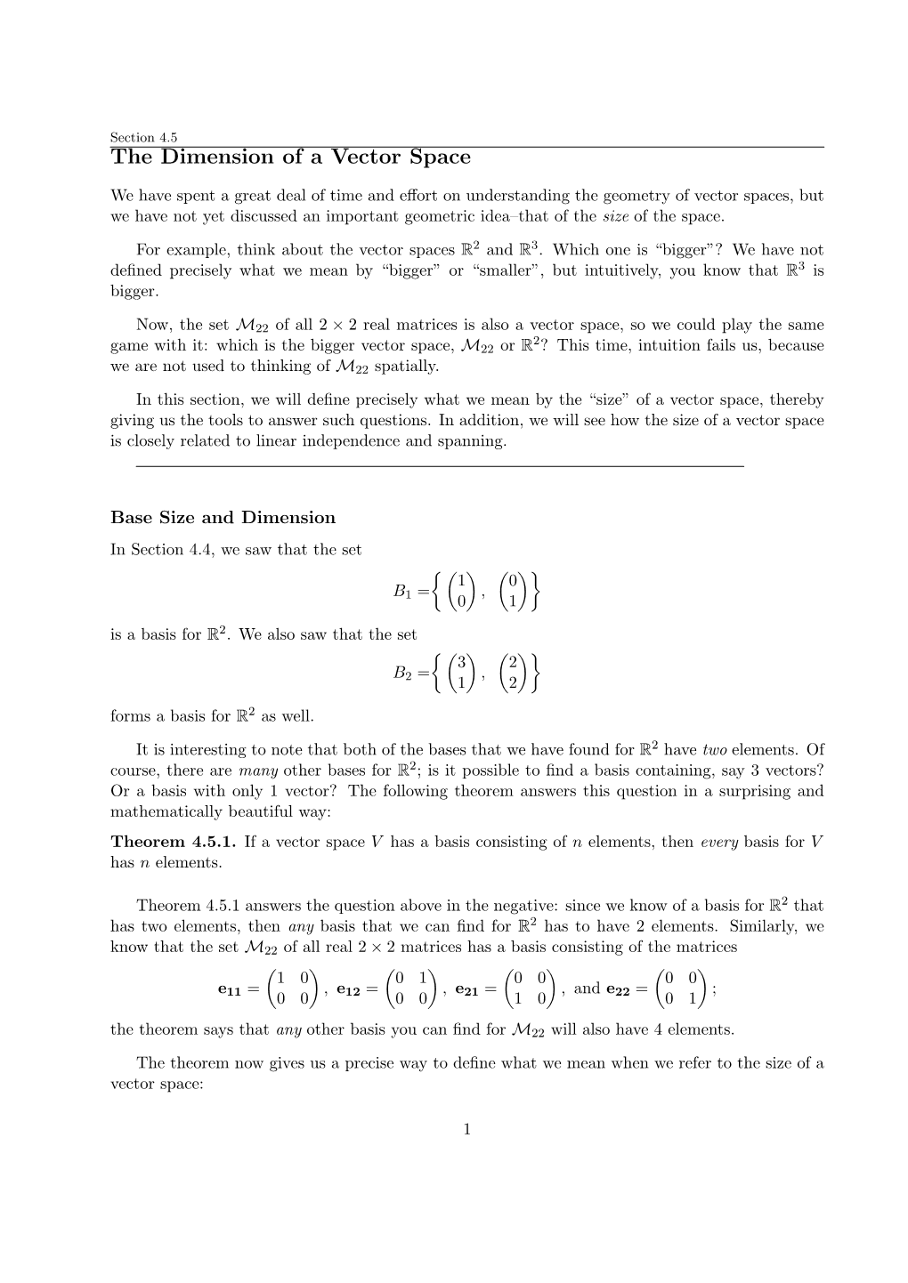 The Dimension of a Vector Space