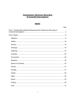 Compendium: Electronic Recording of Custodial Interrogations INDEX