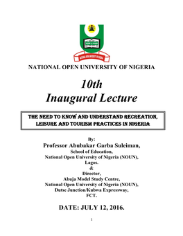 10Th Inaugural Lecture