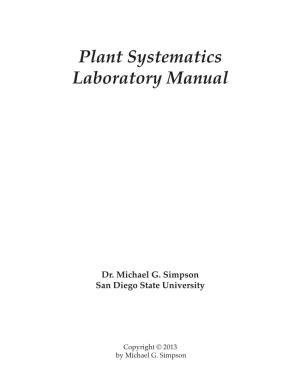 Plant Systematics Laboratory Manual