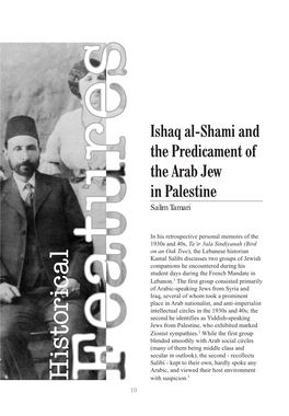 Ishaq Al-Shami and the Predicament of the Arab Jew in Palestine Salim Tamari