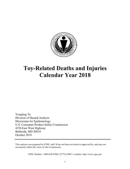 Toy-Related Deaths and Injuries for 2018