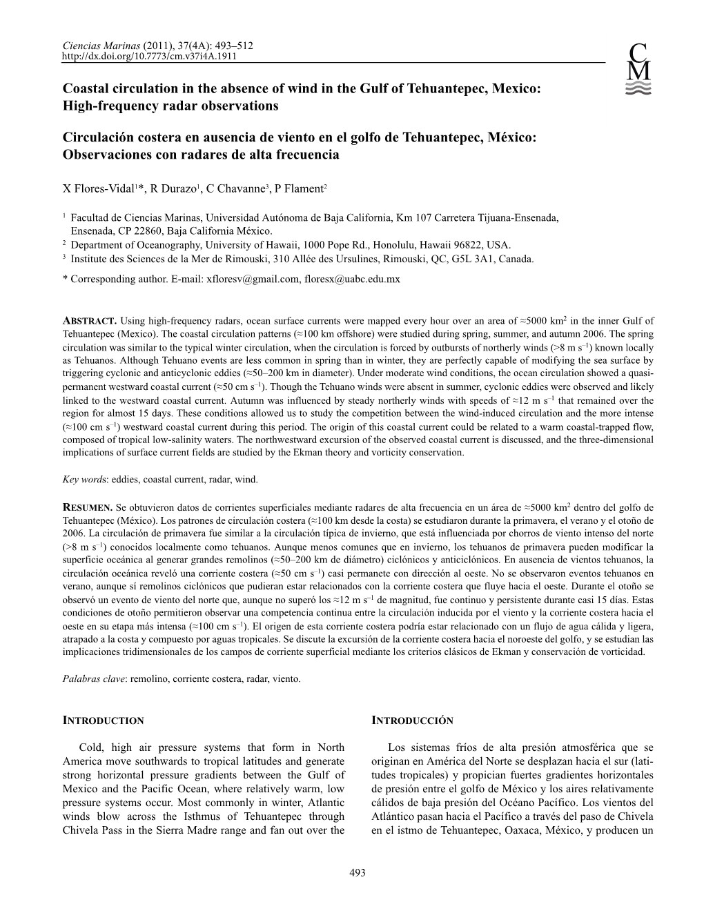 Coastal Circulation in the Absence of Wind in the Gulf of Tehuantepec, Mexico: High-Frequency Radar Observations