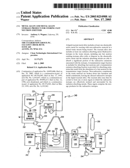 (12) Patent Application Publication (10) Pub. No.: US 2005/0254988A1 Wagner (43) Pub