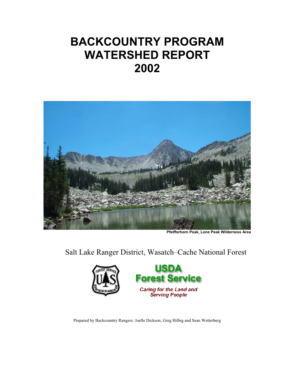 Backcountry Program Watershed Report 2002
