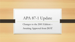 2018 Apa Standard 87-1A Standard for The