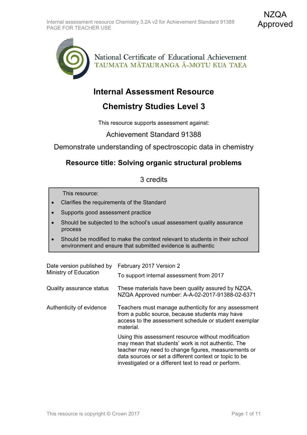 Level 3 Chemistry Internal Assessment Resource s2