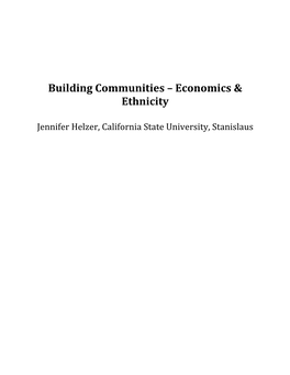 Building Communities – Economics & Ethnicity