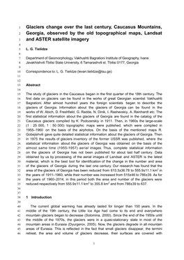 Glaciers Change Over the Last Century, Caucasus Mountains, Georgia