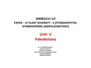 Unit- V Paleobotany