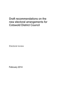 Draft Recommendations for Cotswold District Council Are Based on a Council Size of 34