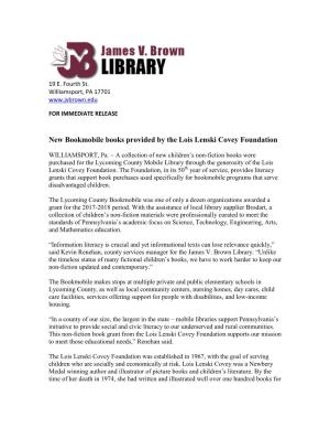 New Bookmobile Books Provided by the Lois Lenski Covey Foundation