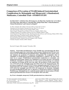 Comparison of Prevention of NSAID-Induced Gastrointestinal Complications by Rebamipide and Misoprostol: a Randomized, Multicenter, Controlled Trial—STORM STUDY