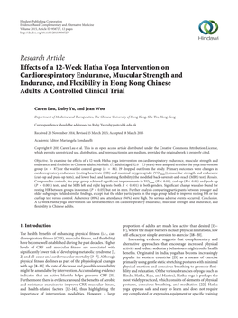 Effects of a 12-Week Hatha Yoga Intervention on Cardiorespiratory Endurance, Muscular Strength