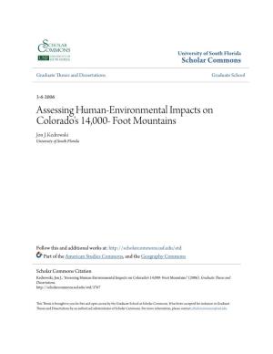 Assessing Human-Environmental Impacts on Colorado's 14,000- Foot Mountains Jon J