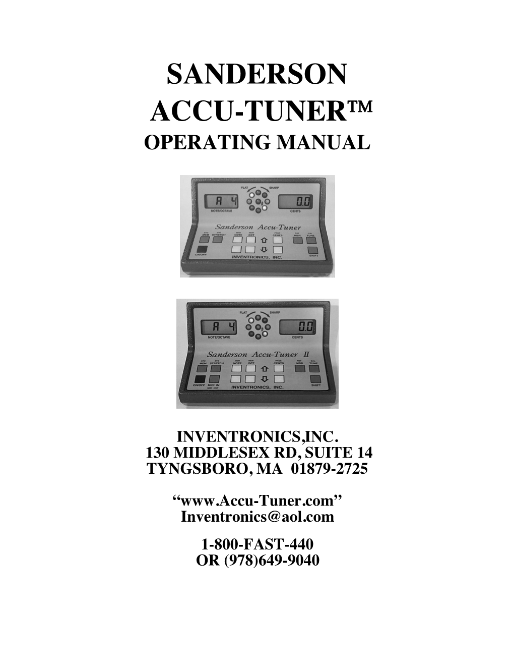 Sanderson Accu-Tuner™ Operating Manual