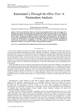 Kiarostami's Through the Olive Tree: a Postmodern Analysis
