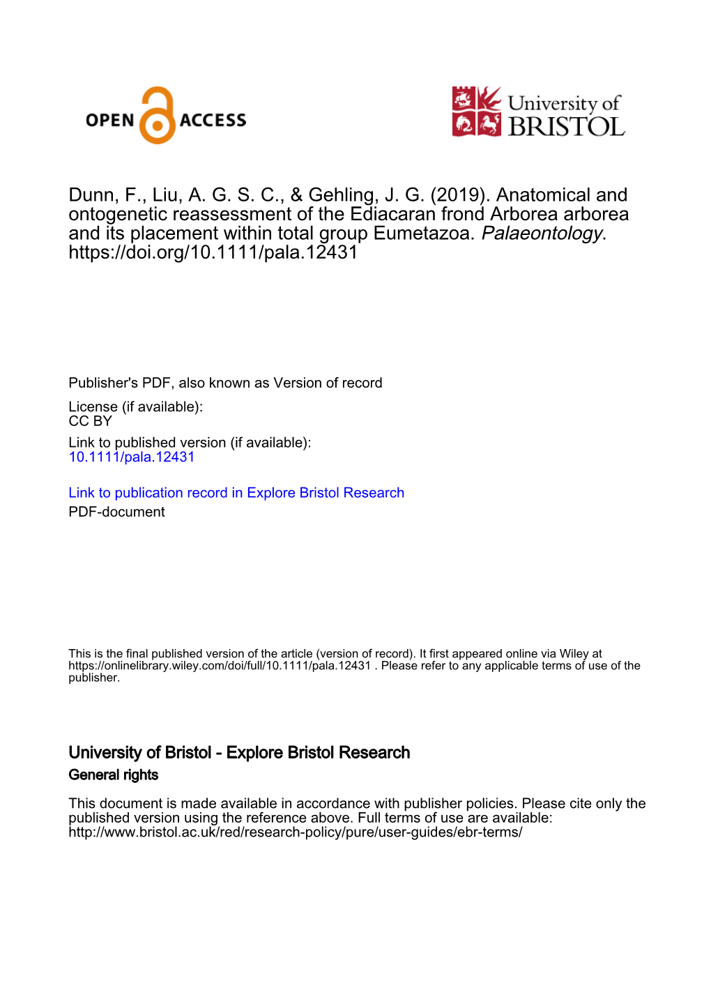 Anatomical and Ontogenetic Reassessment of the Ediacaran Frond Arborea Arborea and Its Placement Within Total Group Eumetazoa