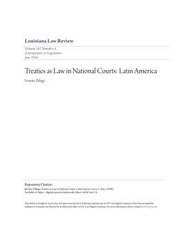 Treaties As Law in National Courts: Latin America Ernesto Dihigo