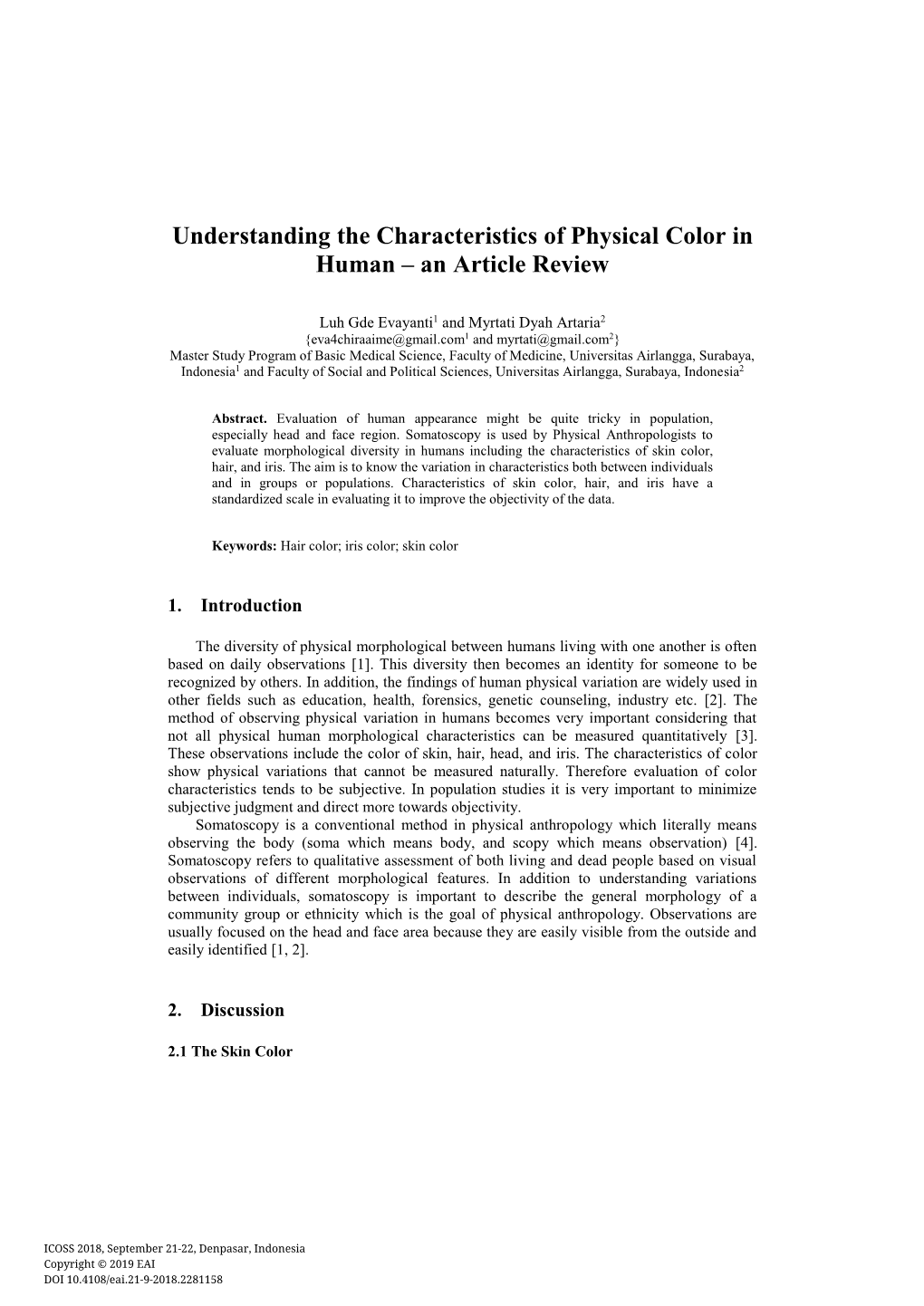 Understanding the Characteristics of Physical Color in Human – an Article Review