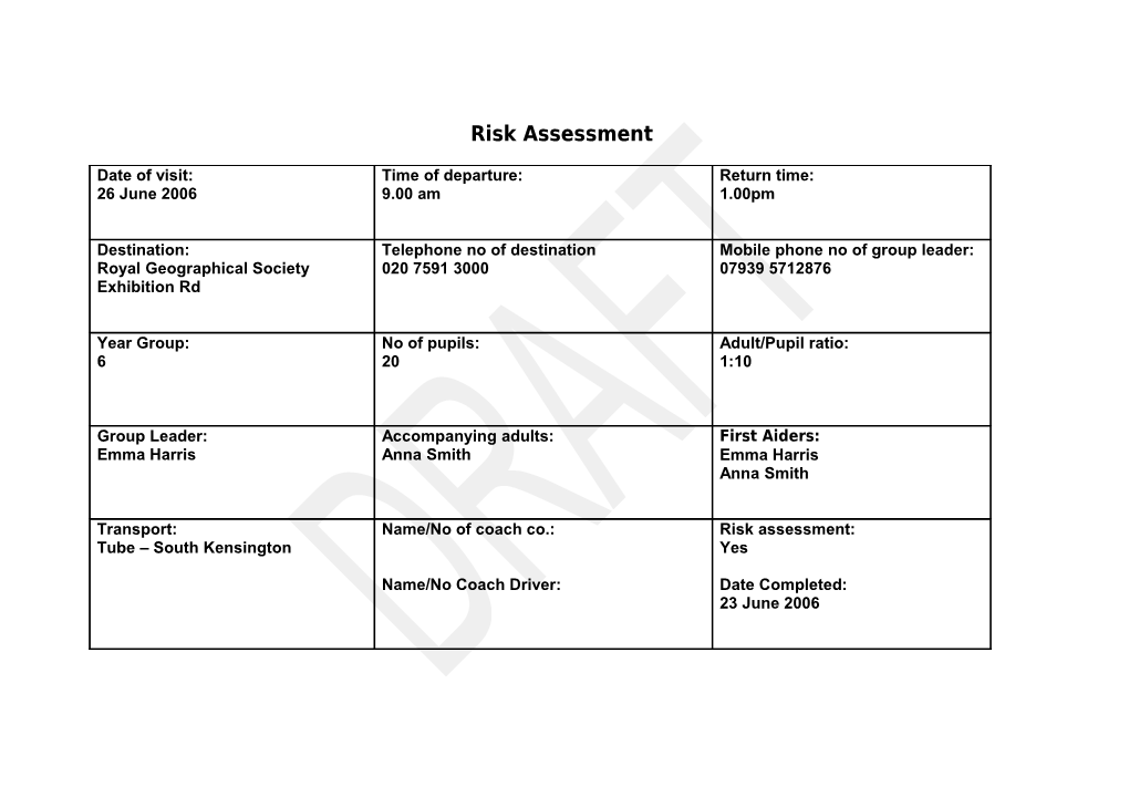 Risk Assessment