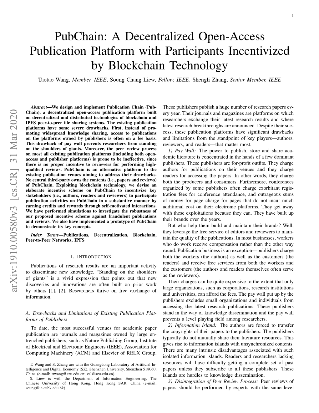 Pubchain: a Decentralized Open-Access Publication Platform