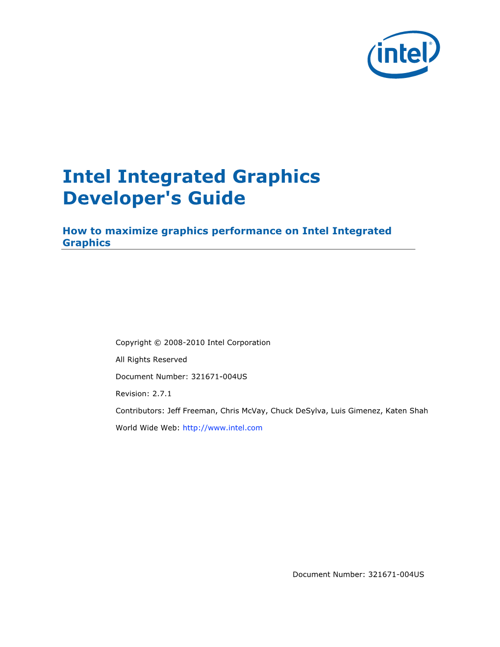 Intel Integrated Graphics Developer's Guide