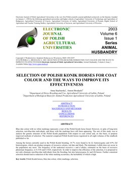 Electronic Journal of Polish Agricultural Universities