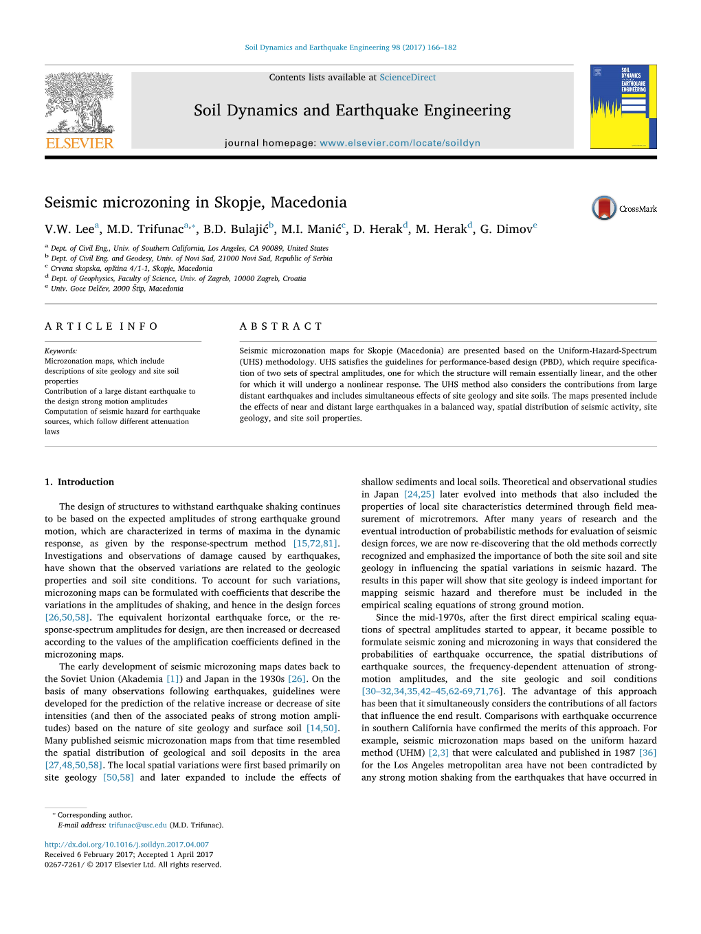 Seismic Microzoning in Skopje, Macedonia ⁎ MARK V.W