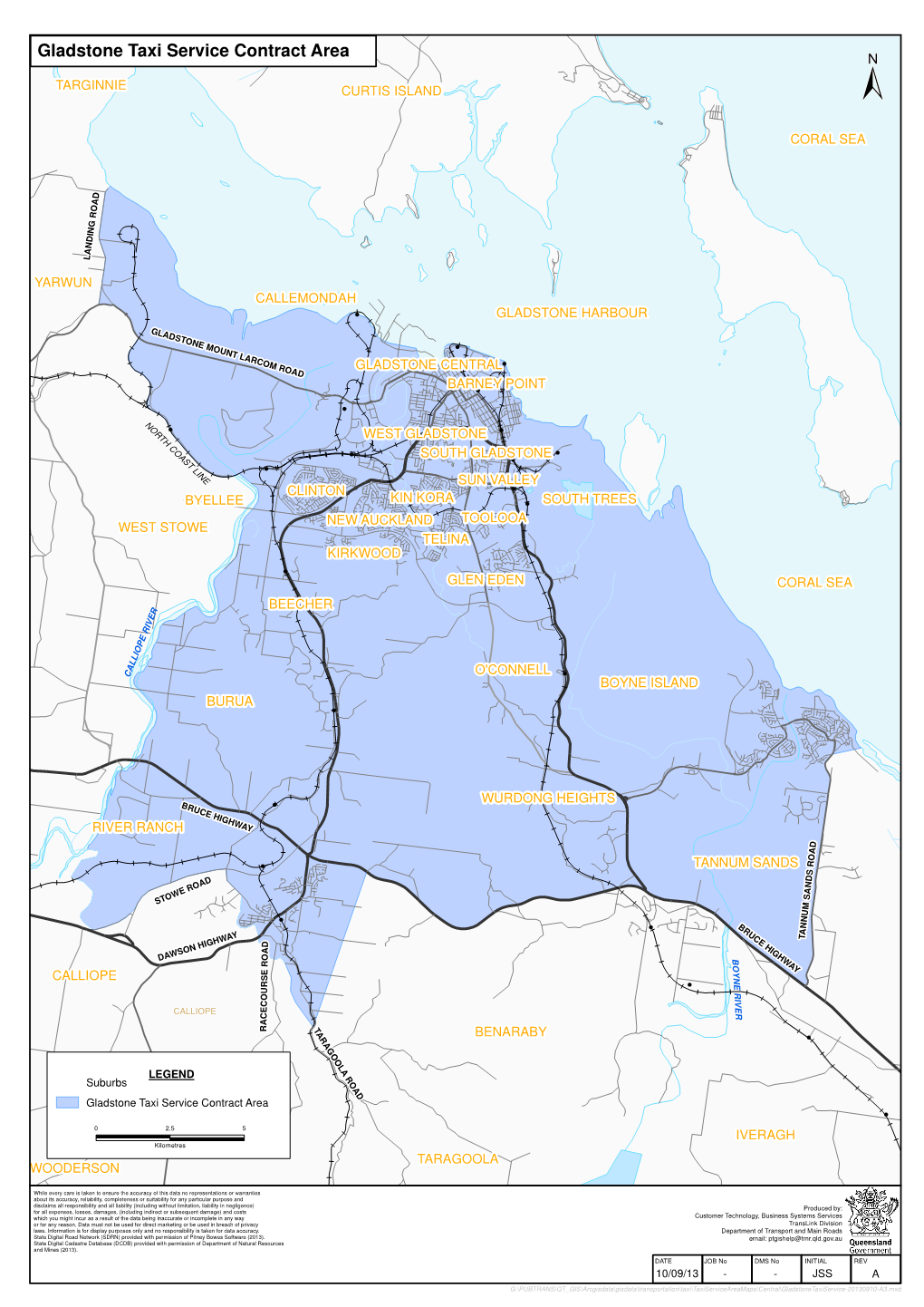 Gladstone Taxi Service Contract Area