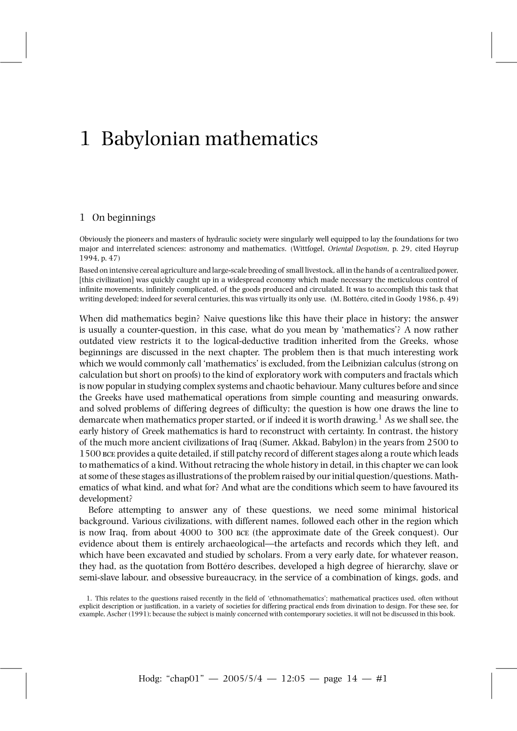 1 Babylonian Mathematics