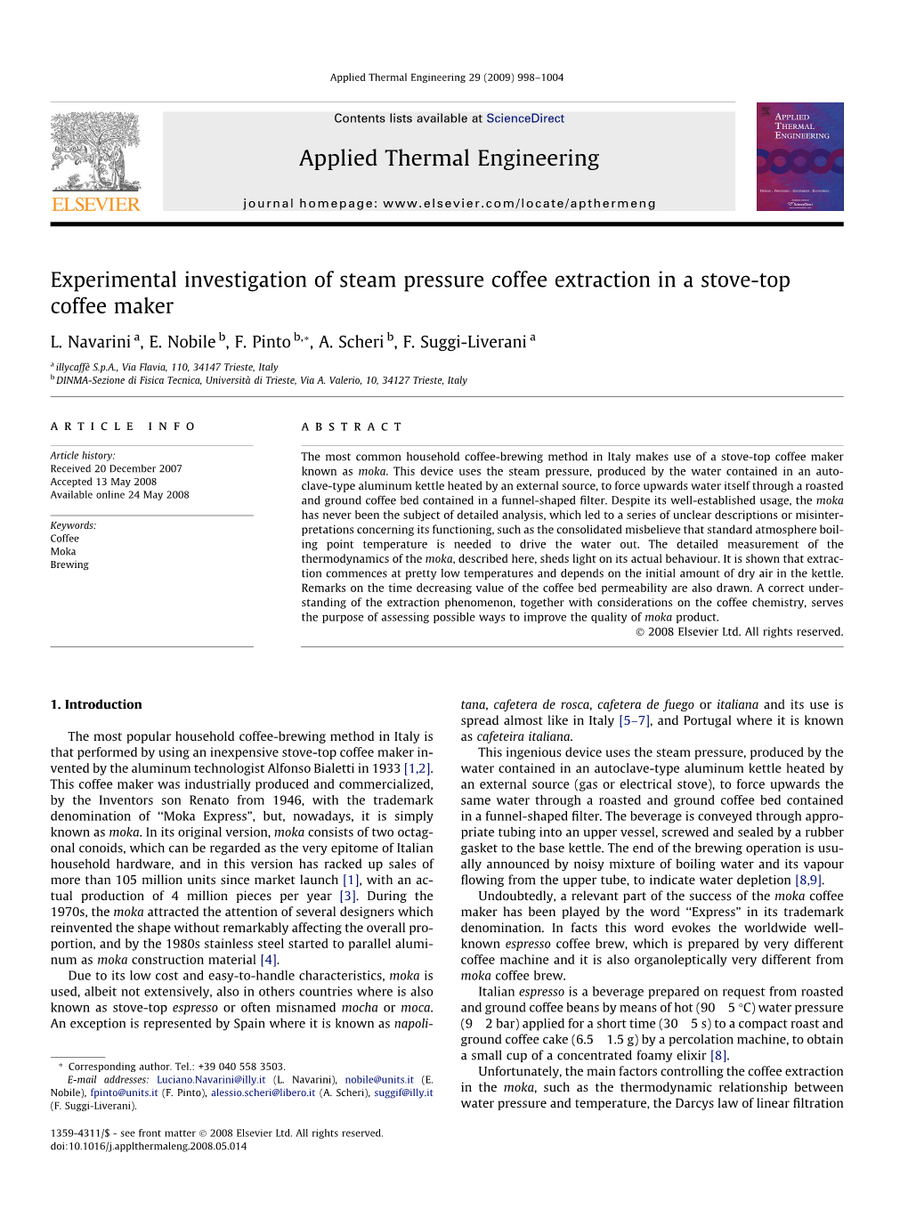 Experimental Investigation of Steam Pressure Coffee Extraction in a Stove-Top Coffee Maker