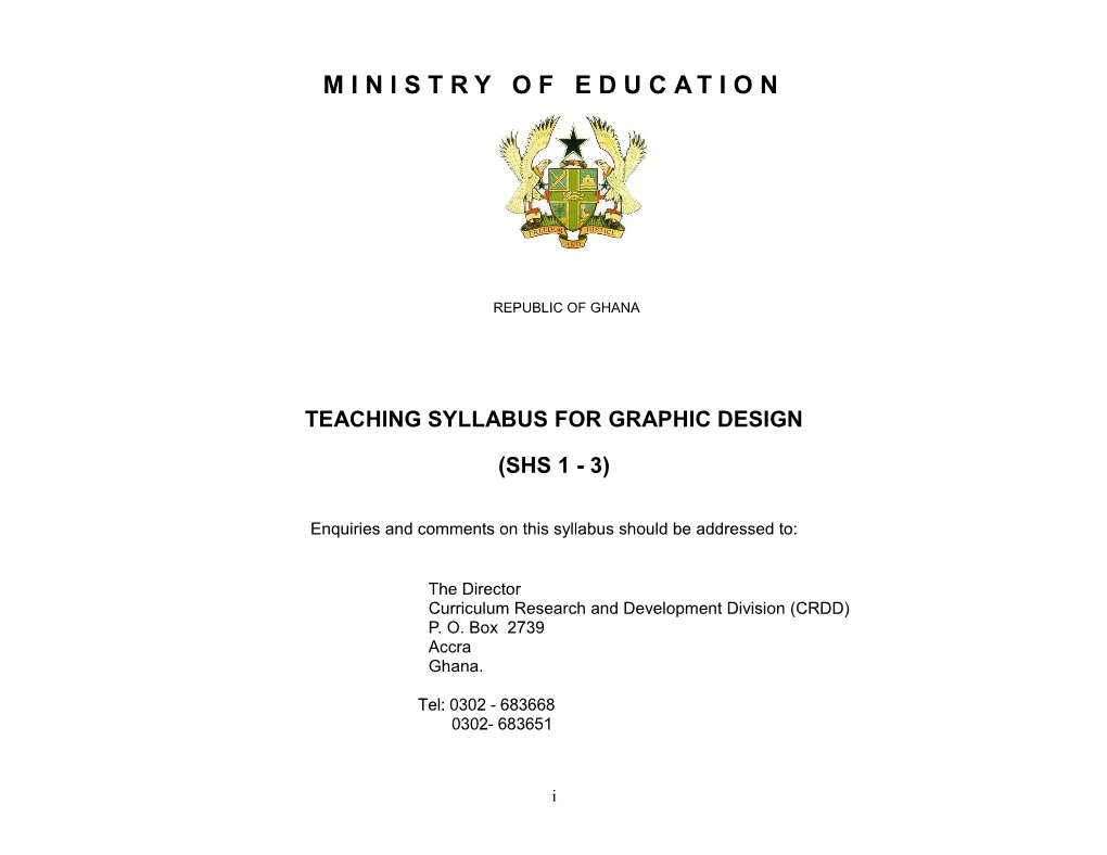 Teaching Syllabus for Graphic Design (Shs 1