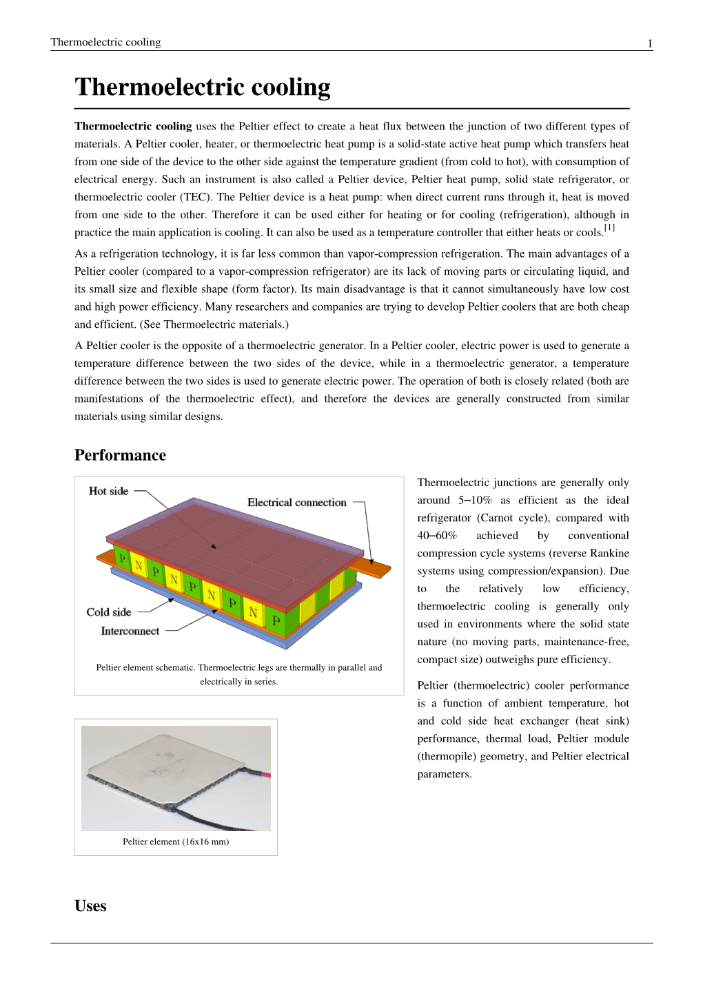 Thermoelectric Cooling 1 Thermoelectric Cooling