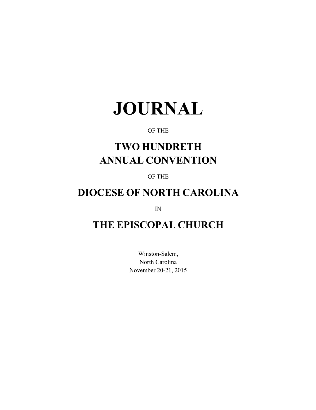 The 2015 Journal of Convention