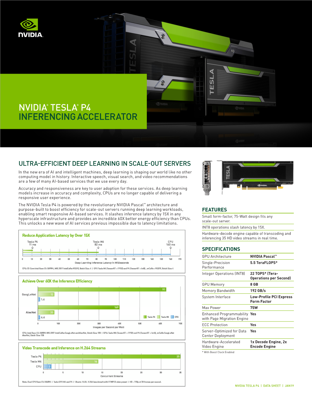 NVIDIA Tesla P4 GPU Datasheet