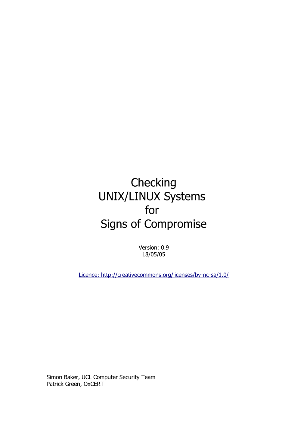 Checking UNIX/LINUX Systems for Signs of Compromise