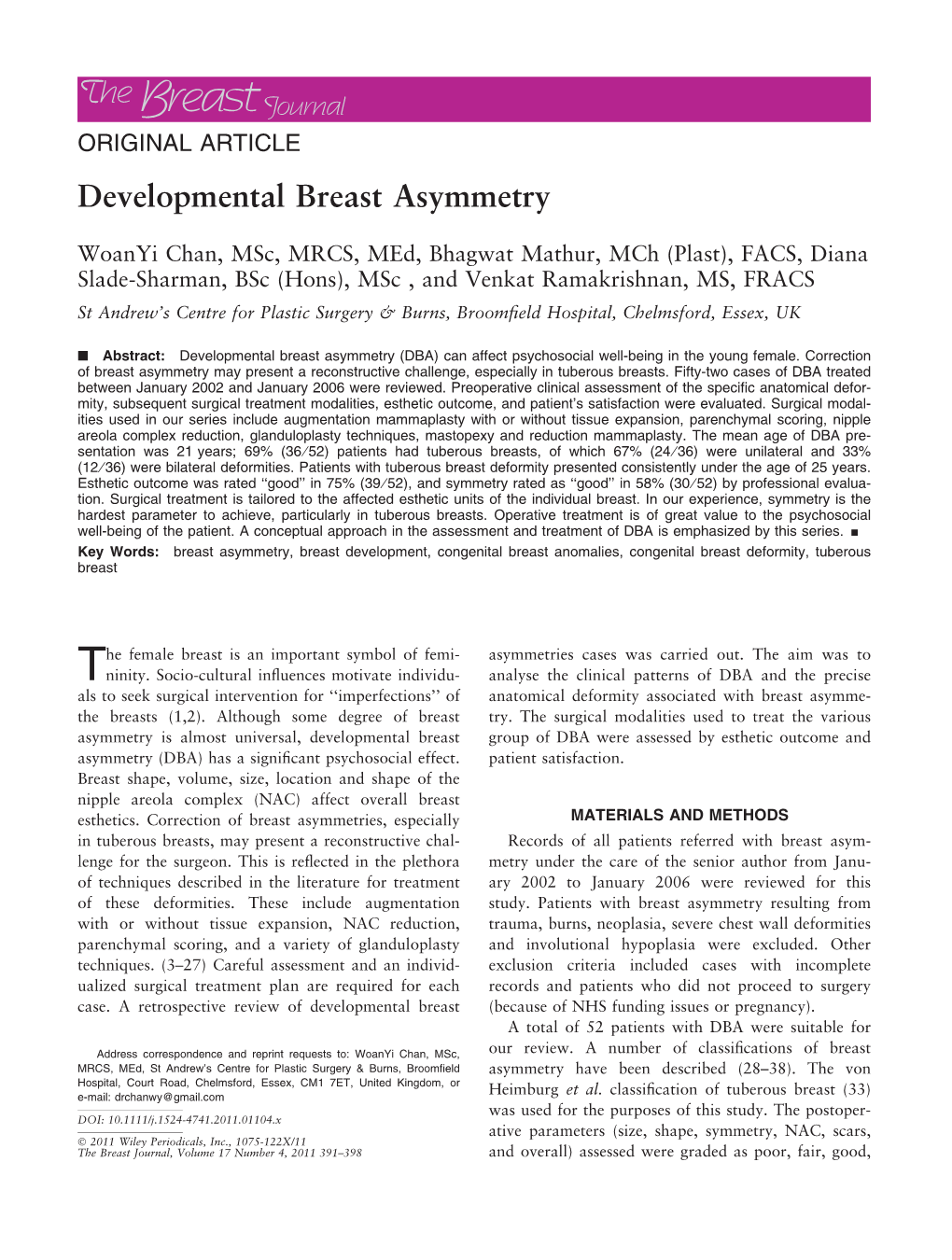 Developmental Breast Asymmetry