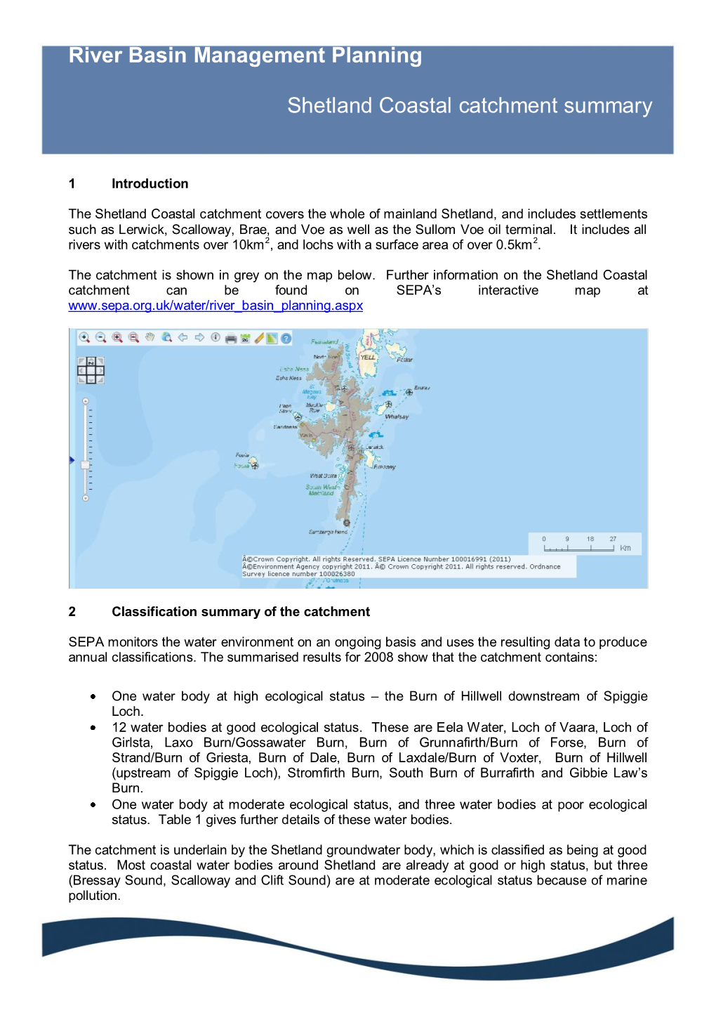 Shetland Coastal Catchment Summary