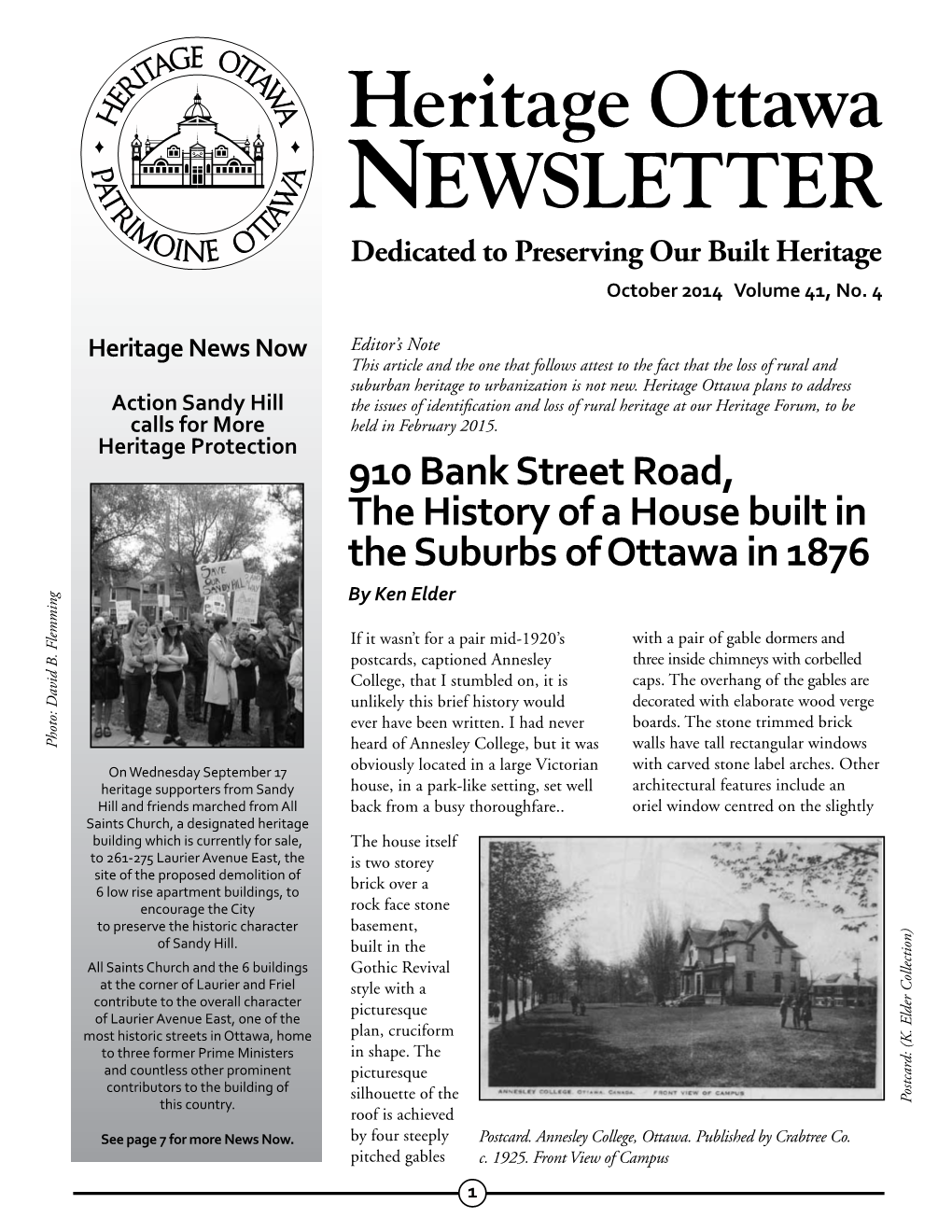 910 Bank Street Road, the History of a House Built in the Suburbs of Ottawa in 1876 by Ken Elder