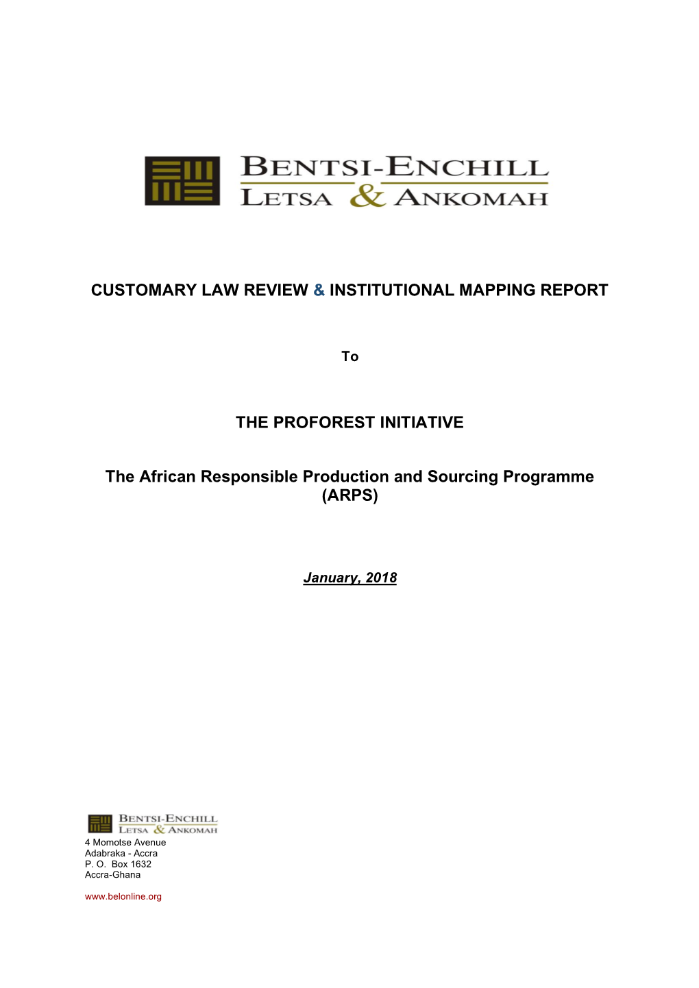 Customary Law Review & Institutional Mapping Report