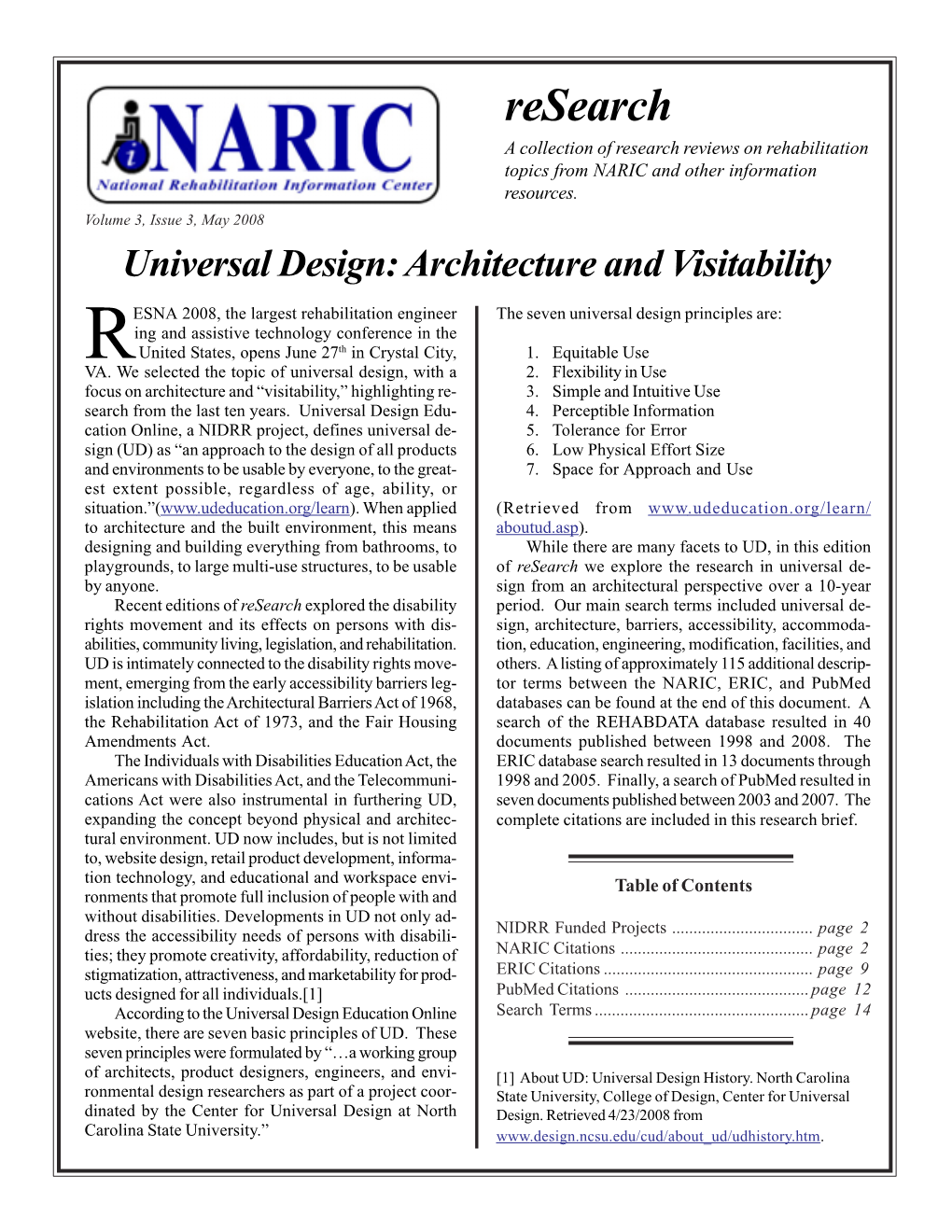 Research a Collection of Research Reviews on Rehabilitation Topics from NARIC and Other Information Resources