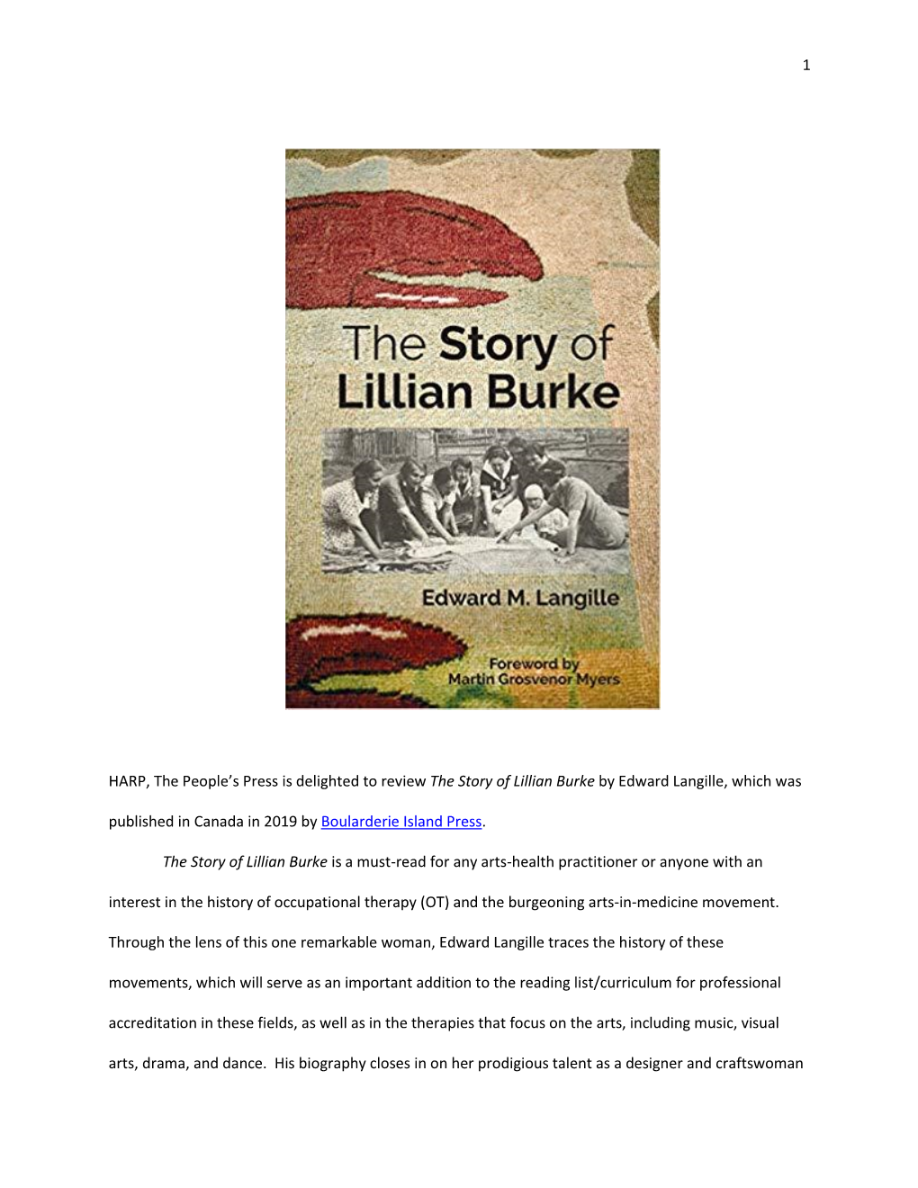 Book Review the Story of Lillian Burke July 18