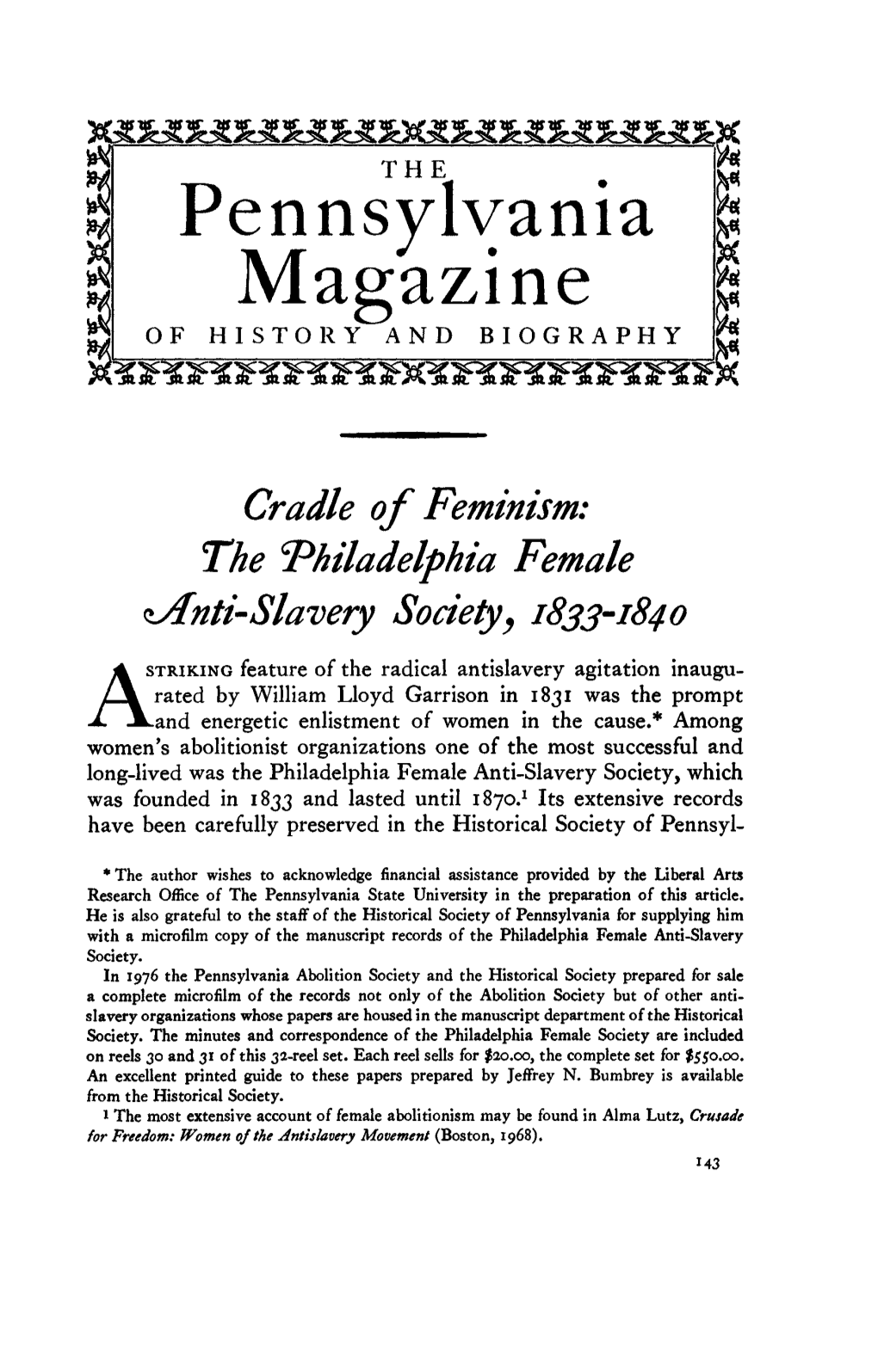 Pennsylvania Magazine of HISTORY and BIOGRAPHY