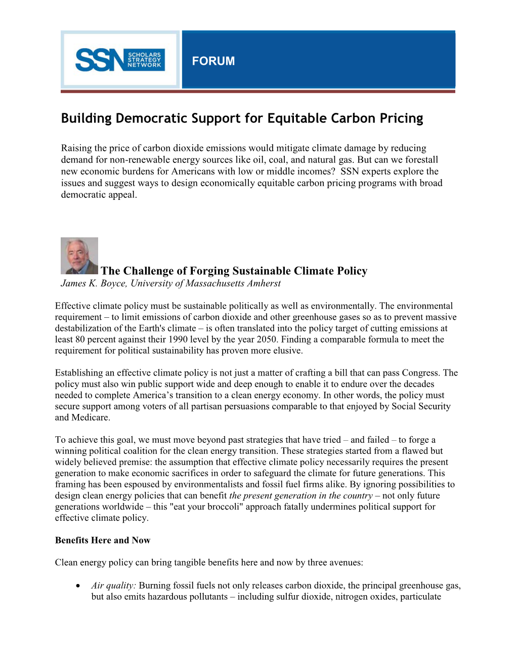 Building Democratic Support for Equitable Carbon Pricing