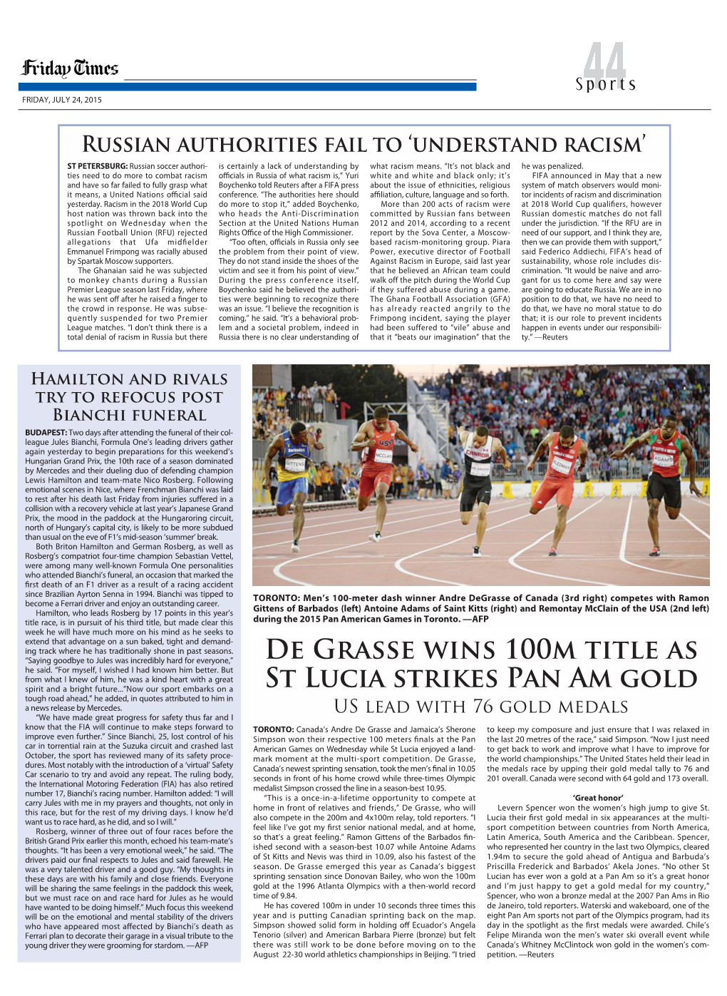 De Grasse Wins 100M Title As St Lucia Strikes Pan Am Gold