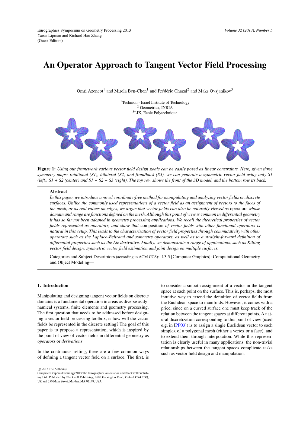 An Operator Approach to Tangent Vector Field Processing