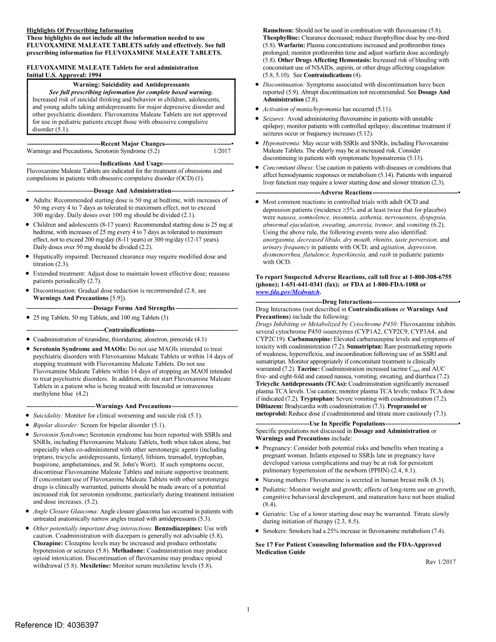 Label for FLUVOXAMINE MALEATE