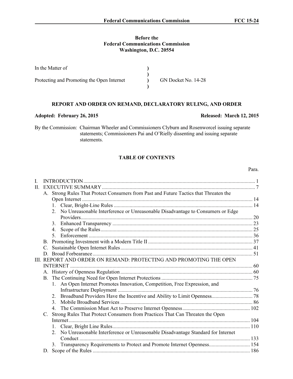 Federal Communications Commission FCC 15-24 Before the Federal