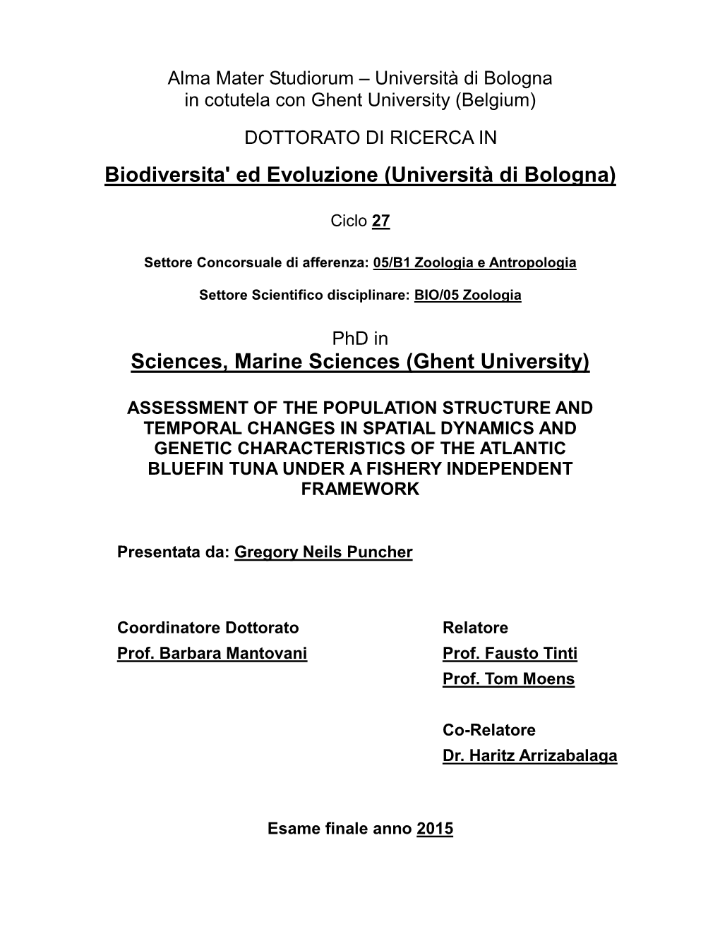 Biodiversita' Ed Evoluzione (Università Di Bologna)